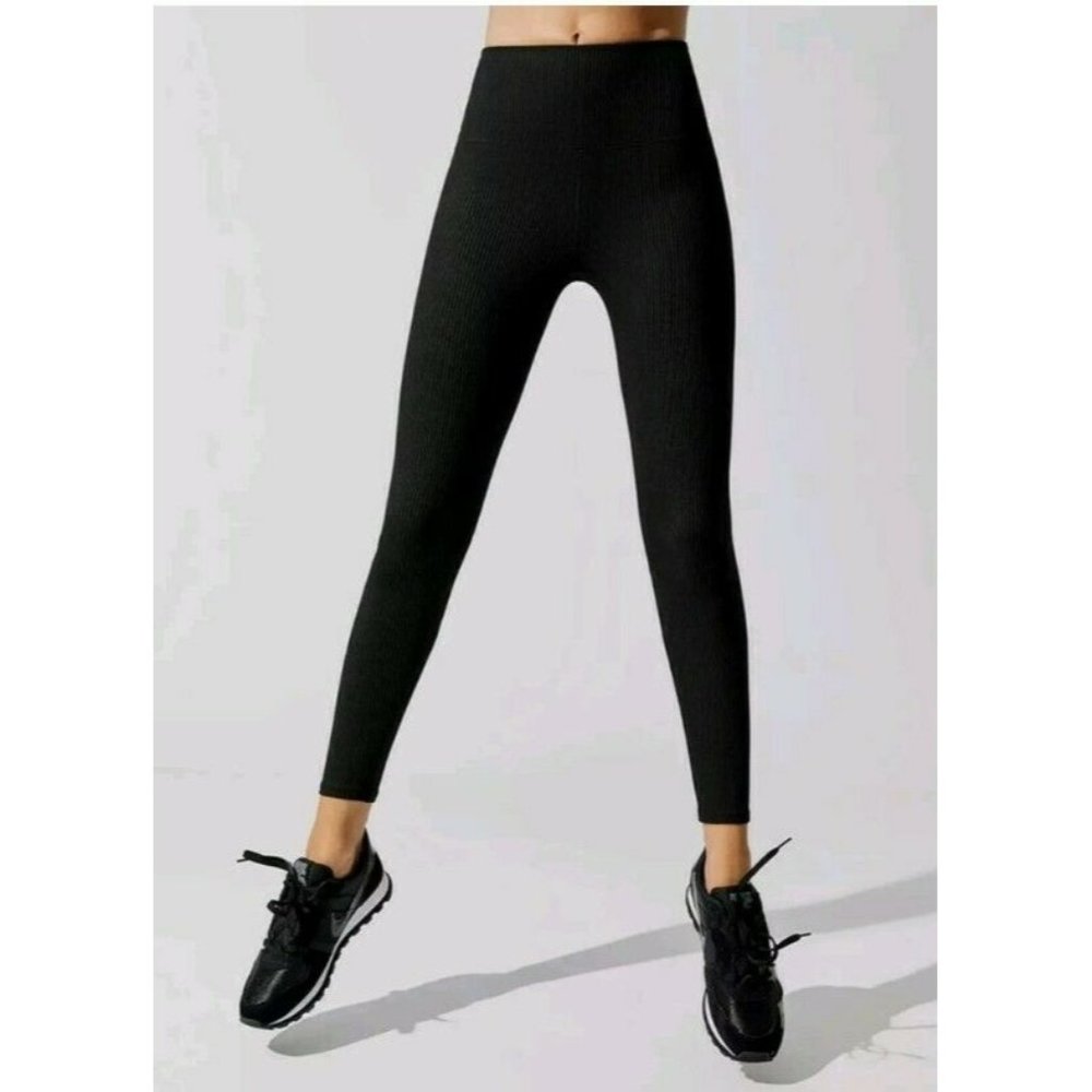 CARBON 38 RIBBED 7/8 LENGTH LEGGINGS SIZE XL BLACK EUC